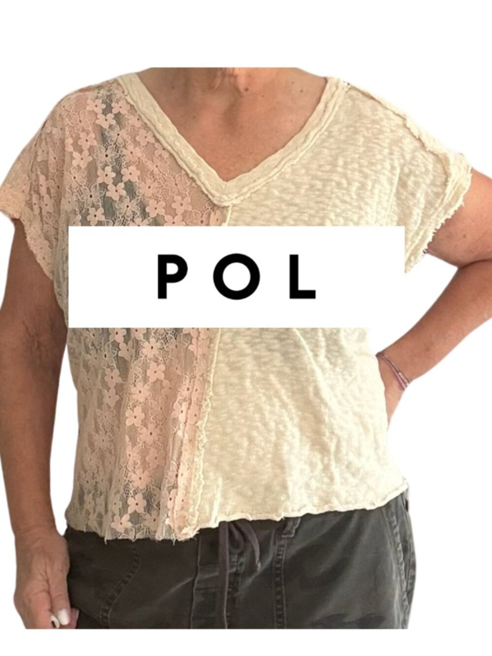 POL lace tank top - Rose & Ivory Sz L